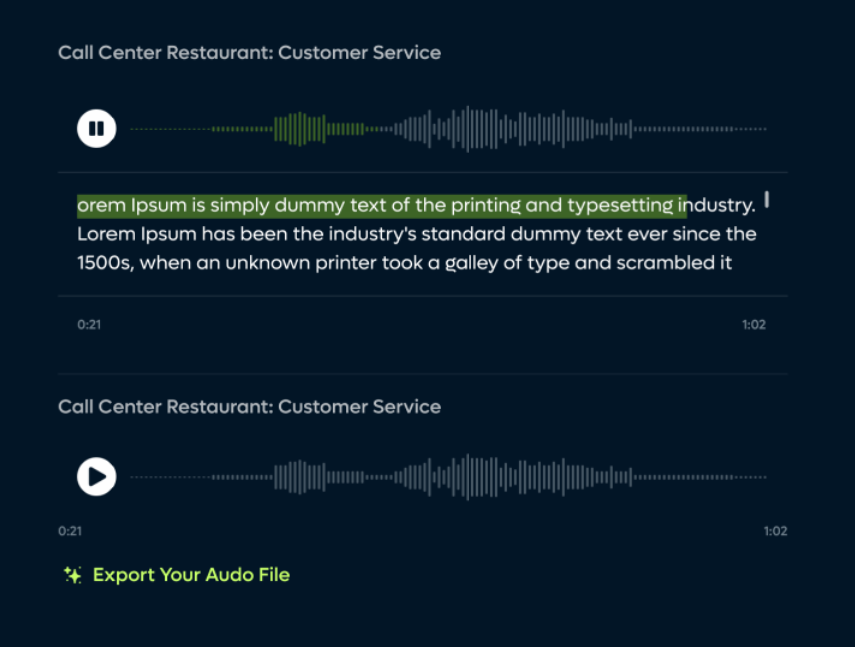 EX5 AI audio tool interface preview